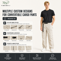Pantalon de randonnée convertible en nylon léger avec logo personnalisé, jambes amovibles à fermeture éclair, imperméable et respirant, pour la randonnée en montagne