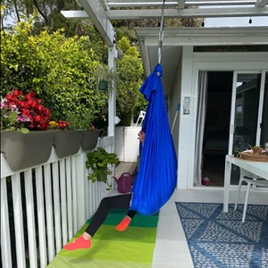 Children's Elastic <b>Hammock</b> Swing Chair Blue <b>Indoor</b> Outdoor Playhouse Hanging Seat 50kg Load Capacity Modern Design - Product Image 2