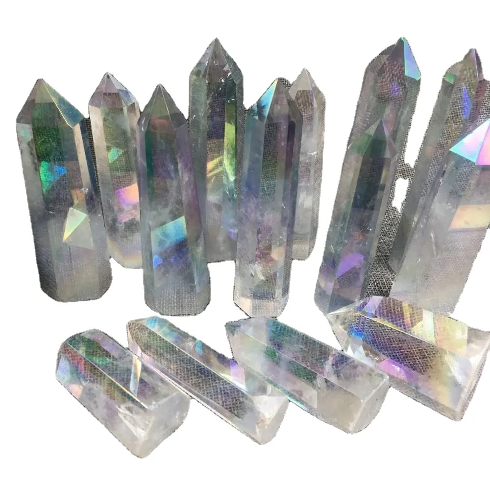 Kristal Quartz Titanium Bening Alami, Titik Tongkat Obelisk Lemurian untuk Batu Penyembuhan