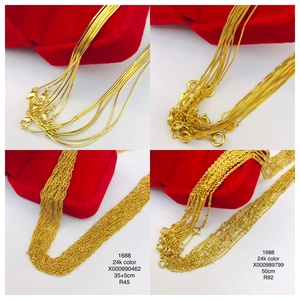 Gioielli Xuping all'Ingrosso Dubai Placcati <span class=keywords><strong>Oro</strong></span> 24k Collana a Catena Sottile con Perle Cubane per Donna - Product Image 6