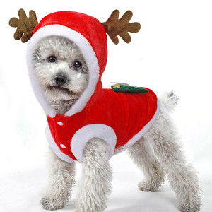 Costume Invernale per Cani a Tema Renna Natalizia, Cappotto Caldo in Pile con Cappuccio e Corna di Alce, Outfit Festivo in Peluche per Cani di Piccola Taglia - Product Image 6