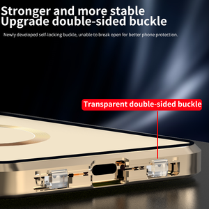 Coque de Téléphone Intégrale 360° Transparente de Luxe avec Écran pour iPhone 17 13 12 16 Pro <span class=keywords><strong>Max</strong></span> 14 15 <span class=keywords><strong>Plus</strong></span>, Cadre Métallique Magnétique Antichoc - Product Image 2