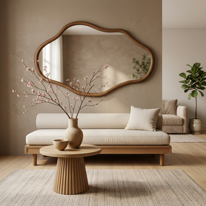 Asymmetrical Wooden Wall <b>Mirror</b>: Modern Irregular Decorative <b>Mirror</b> - Product Image 4