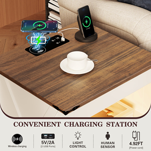 Modern Moroccan-Style Wooden Bedside Table with LED Light Invisible Lock Human Sensor <strong>Drawer</strong> - Product Image 4