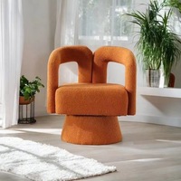 Chaise d'appoint moderne pivotante en tissu moelleux Fauteuil rond avec large rembourrage pour le salon, la chambre à coucher ou la villa