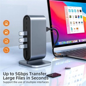 Base de Conexión Tipo C 12 en 1, USB 3.0, RJ45, Lector de Tarjetas TF y SD, Carga PD, HDTV 4K, VGA, 3.5mm, USB C para Macbook, Laptop, <span class=keywords><strong>PC</strong></span>, <span class=keywords><strong>Hub</strong></span> Tipo C - Product Image 4