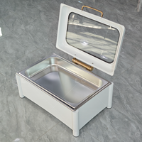 Offre Spéciale 9L Rectangle Blanc Équipement De Restauration Buffet Pots De Chauffage En Acier Inoxydable Réchauffeur De Nourriture Électrique
