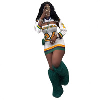 Vente flash : Ensemble 3 pièces pour femmes, Mardi Gras, robe moulante sexy, mini-robe à manches longues, crop top et bandeau, tenues grandes tailles