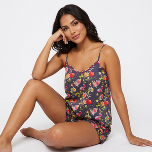Conjunto de 2 Piezas para Mujer, Top y Shorts de Algodón Negro con Estampado Floral, Ropa de Dormir Informal para Verano, MOQ Bajo, Pedido Personalizado - Product Image 1