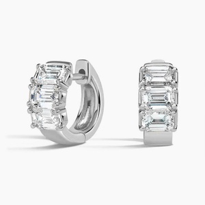 Minimalist Claws Setting <b>Emerald</b> Cut Vvs Gra Moissanite Jewelry 14k Gold Filled Hoop Earrings for Women Daily Wear - Product Image 2