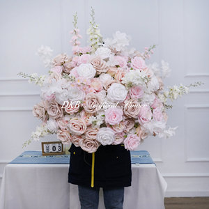 Dkb Mới Nhất Thiết Kế Đám Cưới Centerpieces Bảng Sắp Xếp Bất Cảm Ứng Màu Hồng Lụa Rose Cho Đám Cưới Đề Nghị - Product Image 1