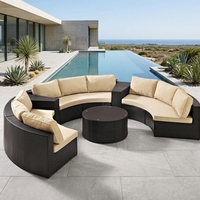 Outdoor-Rattan-Sofa-Set mit Rundem Möbel-Kombinationsset Geeignet für Terrassen, Gärten und Schwimmbäder