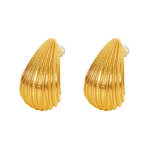 Teardrop Shape <b>Titanium</b> Steel <b>Stud</b> Earrings Wavy Pattern Women's Fashion Jewelry - Product Image 5