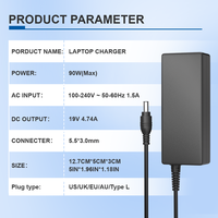 Adaptador de Corriente Compacto de 90W DC 5.5*3.0mm para Portátil, 19V 4.74A, Cargador Recto para Escritorio y Laptop Samsung