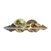 Peinture Murale de Style Designer en Porcelaine de Cristal avec LED, Conception Artistique de Montagne, Décoration Murale pour Hall