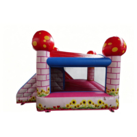 Château gonflable LILYTOYS en forme de maison champignon avec toboggan, trampoline en PVC certifié CE pour les fêtes d'enfants