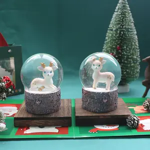 Logotipo personalizado atacado resina Natal figurinhas neve globo veados figuirine lembranças casa mesa decoração