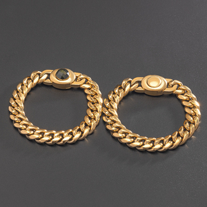 Braccialetti moda di <span class=keywords><strong>san</strong></span> <span class=keywords><strong>valentino</strong></span> 2025 bracciale in acciaio inossidabile placcato oro <span class=keywords><strong>per</strong></span> <span class=keywords><strong>uomo</strong></span> Hip-hop bracciale con zircone a catena cubana - Product Image 1