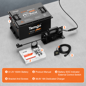 Baterai Mobil Golf TEMGO Lifepo4 AS 100ah 48v Lithium 72v 36v dengan Casing Logam untuk Kendaraan Listrik LSV - Product Image 6