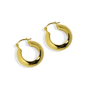 18พันสีเหลืองทองขัด23มิลลิเมตร925เงินสเตอร์ลิงสามเหลี่ยมหลอดต่างหูห่วง - Product Image 1