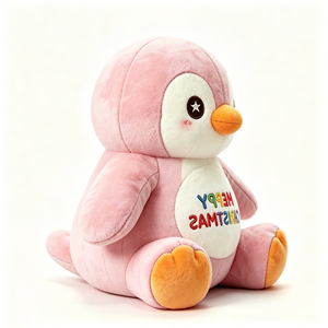 Peluche navideño de pingüino rosa personalizado, peluche de pingüino rosa pastel suave, muñeco de pingüino suave para las fiestas - Product Image 3
