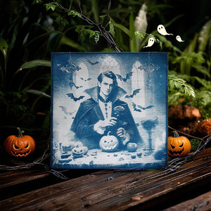 Kit de cyanotype sur le thème d'Halloween, 45 papiers, 9 films, <span class=keywords><strong>loup</strong></span>-<span class=keywords><strong>garou</strong></span>, clown, vampire, planche A6 avec tutoriel en anglais - Product Image 4