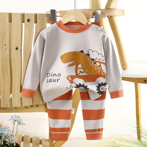 Ensemble de sous-vêtements décontractés pour enfants, motif dessin animé, en pur coton, <span class=keywords><strong>sweat</strong></span>-shirt et pantalon, pour garçons et filles, tenue d'intérieur chaude pour l'automne - Product Image 4