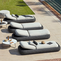 Chaises longues modernes en aluminium pour l'extérieur, avec coussins, pour patios, villas, bars à vin, hôtels de charme, piscines, plages
