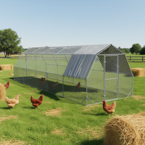Enclos à poulets en acier galvanisé gris, cage pour animaux durable, enclos pour volailles - Product Image 2