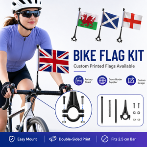 Kit de drapeau personnalisé pour vélo, support de drapeau pour guidon de vélo avec drapeau imprimé double face, compatible avec barre de 2,5 cm pour les événements cyclistes - Product Image 2