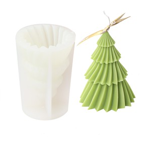Stampi in Silicone per Candele a Forma di Albero di Natale a Spirale HY, Stampo per Candele a Colonna a Forma di Pino per Realizzare Candele Aromatiche in Cera di Soia e <span class=keywords><strong>Resina</strong></span> Epossidica - Product Image 3