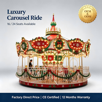 Manège de Noël extérieur à thème, carrousel lumineux à LED en fibre de verre et métal, manège électrique pour centre commercial et parc à thème
