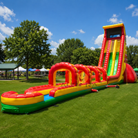 Toboggan aquatique gonflable en PVC commercial, jeux d'eau pour enfants en plein air, grand toboggan aquatique gonflable avec piscine