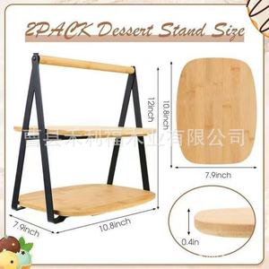 Estante de madera para postres, soporte de exhibición de pasteles de doble capa para almacenamiento y organización de alimentos, uso en fiestas y escritorio - Product Image 5