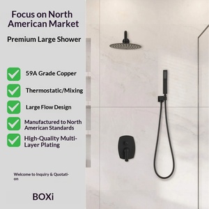 Cross-border 304 Stainless Steel Brushed Matte Black American Style Concealed Wall-mounted Multi-function <b>Shower</b> Hotel BXW-040 C - Product Image 1