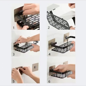 Estantes de Almacenamiento Integrados <span class=keywords><strong>para</strong></span> Baños, Lavabos y Inodoros Montados en la Pared, Estantes Sin Perforaciones, Montaje en Esquina - Product Image 5