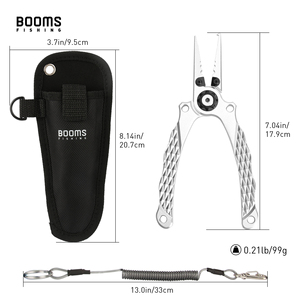 Booms Fishing X12 Aluminum Fishing Pliers with Coil Lanyard and Sheath Fish Line <b>Cutter</b> Hook Remover Split <b>Ring</b> Fishing Pliers - Product Image 6