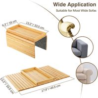 Plateau de canapé moderne en bambou antidérapant Accoudoir Plateau de canapé en bois pliable Porte-boisson pour les collations Téléphone portable Finition laquée pour boissons