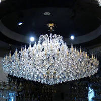 Lustre suspendu en cristal Maria Theresa de style nordique moderne et luxueux, finition dorée, télécommande LED, pour villa, hôtel, hall, salon