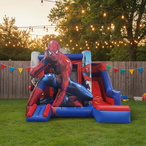 Château gonflable PVC grand format sur le thème du film <span class=keywords><strong>Spiderman</strong></span>, durable, avec toboggan, pour enfants, extérieur - Product Image 1