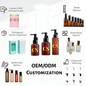 Venta caliente botella de vidrio esmerilado <span class=keywords><strong>rojo</strong></span> 60ml 100mL 120ml 200ml aceite esencial CUIDADO DE LA PIEL CREMA Botella dispensadora con bomba - Product Image 2