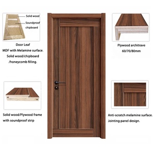 Fábrica china Simple moderno de madera con acabado de melamina puerta de acero de diseño de madera de entrada blindado doble puertas de materiales de construcción Mel - Product Image 6