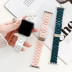 Solid color Resin Band for apple Watch Strap 38mm 42mm Lightness Resin Bracelet Metal Buckle Replacement Wristband for iWatch