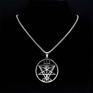 Estilo europeo y americano nuevo Lucifer hombres colgante de acero inoxidable moda temperamento collar joyería - Product Image 2