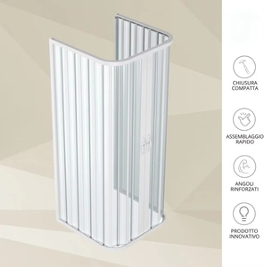 Dora Modèle Moderne 80x80x80 cm Blanc PVC Finition Laque MDF Carcasse 3 Côtés Réductibles Double Cabine de Douche Centrale Salle de Bains - Product Image 4