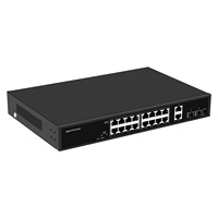 Switch PoE 4COVR de 16 Puertos Gigabit 802.3af/at, Sin Ventilador, 300W, 16*1Gbps, 2*10/100/1000Mbps Uplink, para Sistemas de Cámaras IP de Seguridad CCTV
