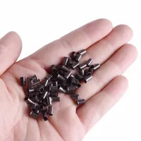 1000 pièces 3.4x3.0X6.0mm Micro-anneaux en cuivre à sertir Euro Lock multicolores pour extensions de cheveux humains I-Tip