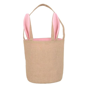 Panier de Pâques en lin mignon, grand format, avec motif lapin et bonbons, vente directe usine, produit phare - Product Image 2