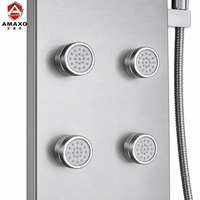 Panneau de douche AMAXO en acier inoxydable SUS 304, système de douche multifonctionnel, panneau de douche de luxe pour hôtel, douche à effet pluie