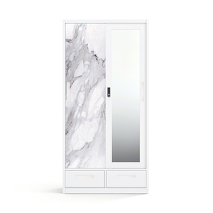 Armoire en acier imprimé avec portes coulissantes miroir et tiroirs inférieurs 900 mm, démontable - Product Image 1